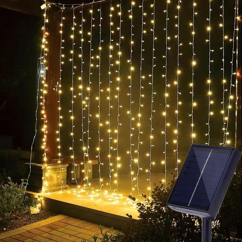 

Garden Outdoor Waterfall LED Lights,8 Modes,Solar Curtain String Lights,Camping Outdoor String Lights,Balcony Wall Patio Decor