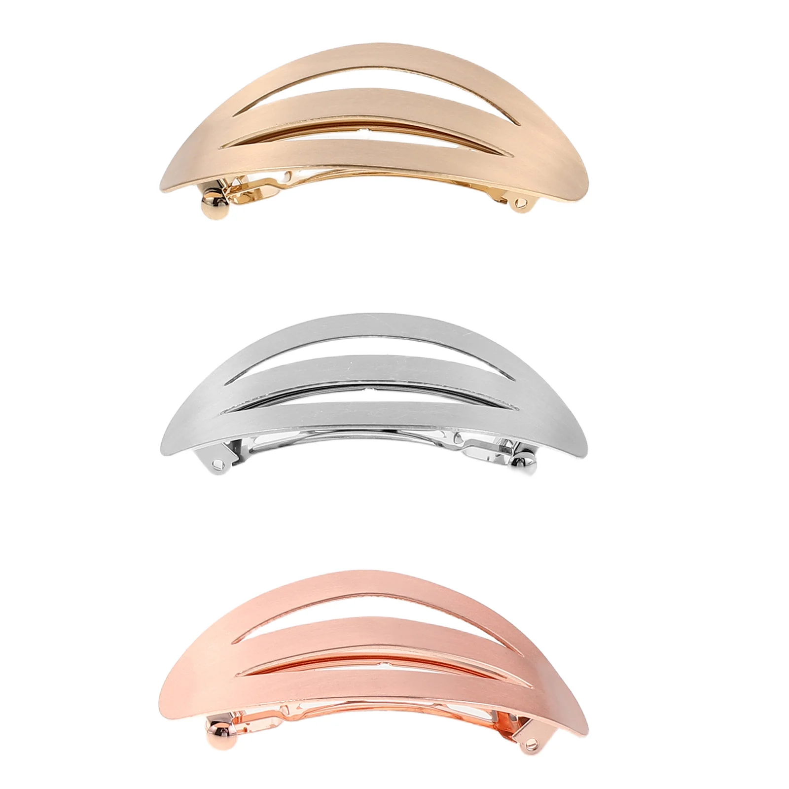 

3Pcs Women's Curved Hair Clips Hollow Metal Barrettes Geometric Design Fashionable Hair Jaw Clips Reliable Spring Mechanism