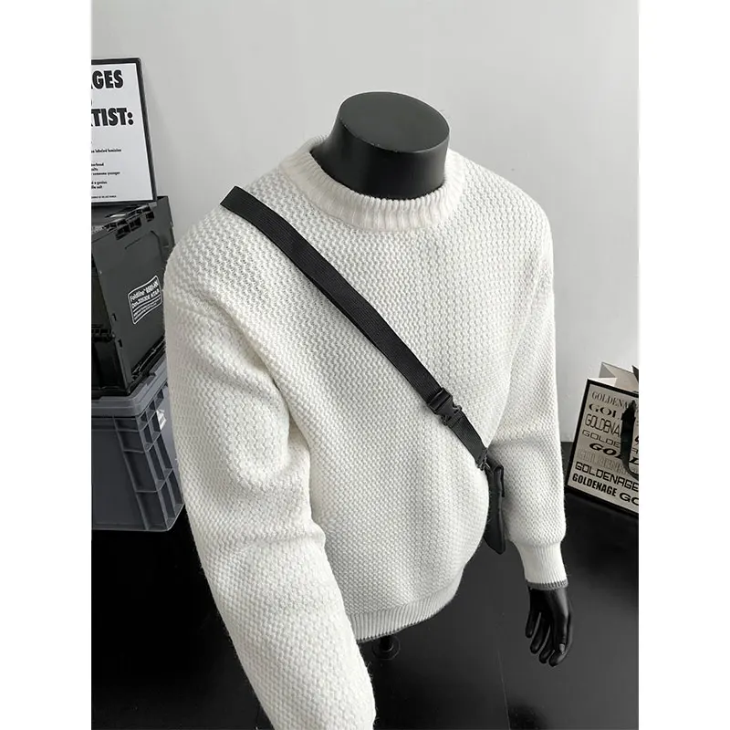 

Новое поступление осени/зимы, мужской свитер с круглым вырезом — свободный, повседневный, универсальный и качественный вязаный топ