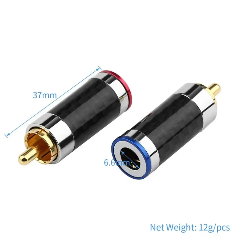 RCA Plug Connector Carbon Fiber Shell Audio Jack Gold Plated Copper Splice Adapter Solder Wire Connectors HiFi Speaker Male