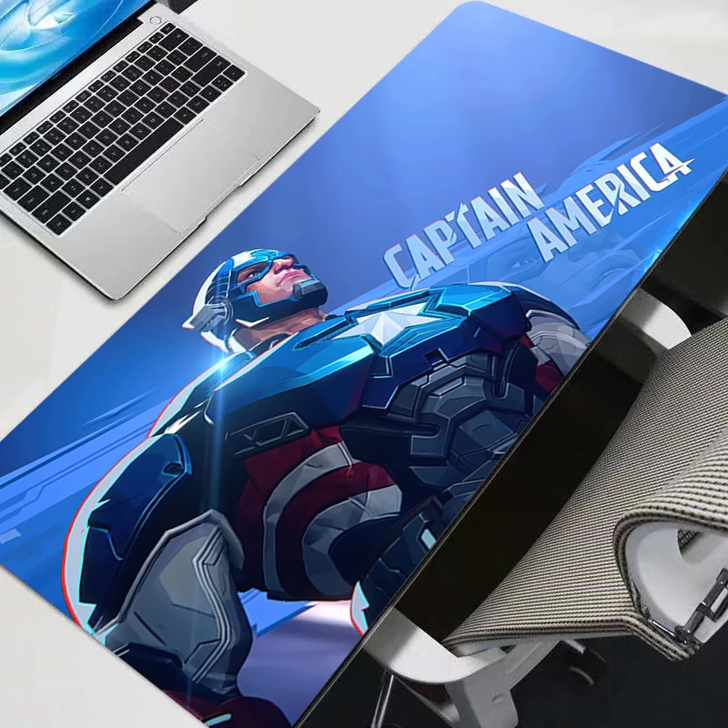 แผ่นรองเมาส์คอมพิวเตอร์ วาร์มิโล คัพตันอเมริกา อุปกรณ์เสริมสำหรับเล่นเกมอนิเมะ โต๊ะขนาดใหญ่ XXL แผ่นรองเมาส์นุ่มสำหรับเกมเมอร์