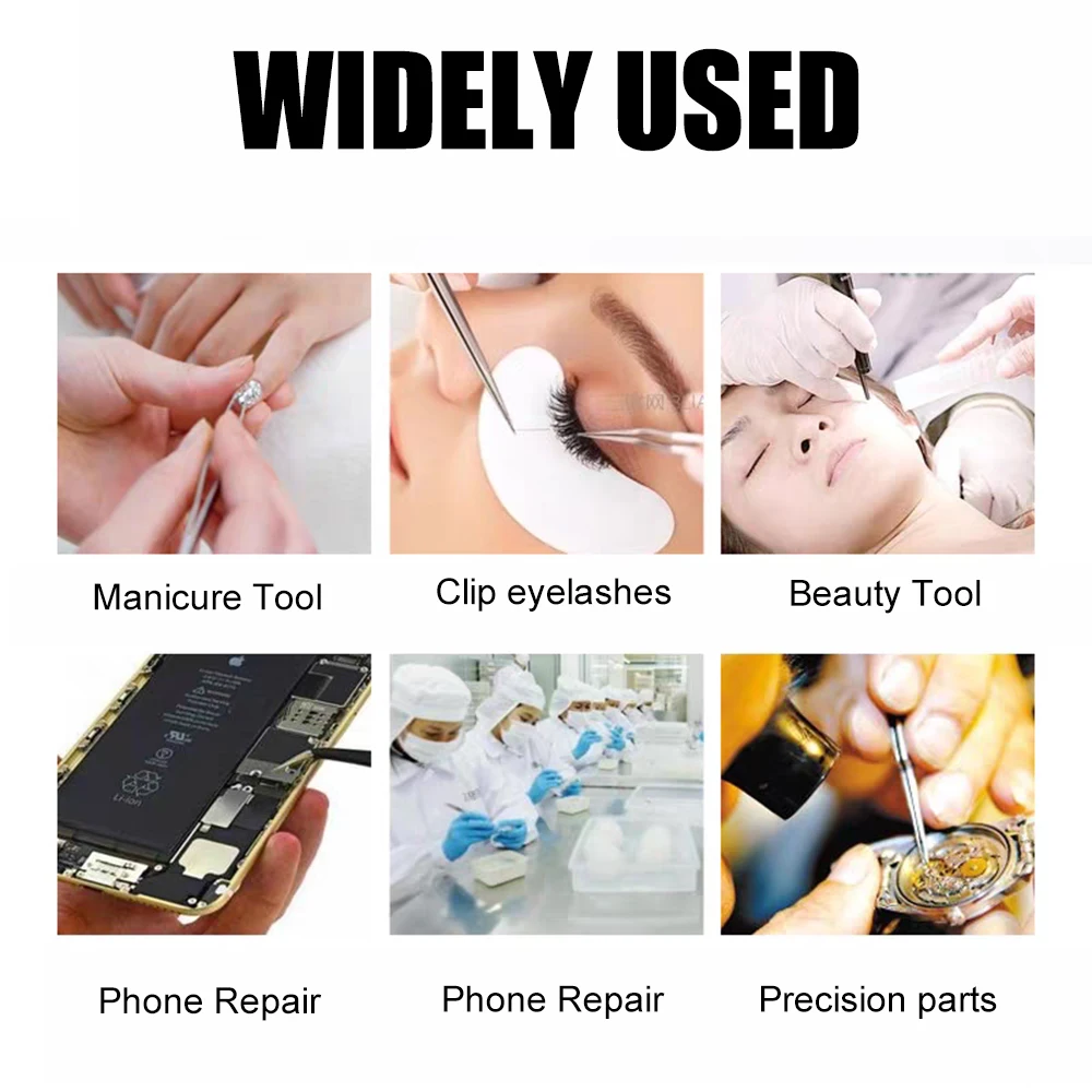 Ensemble de 6 pincettes professionnelles en acier inoxydable, pour hommes et femmes, pincettes à sourcils de précision pour poils du visage