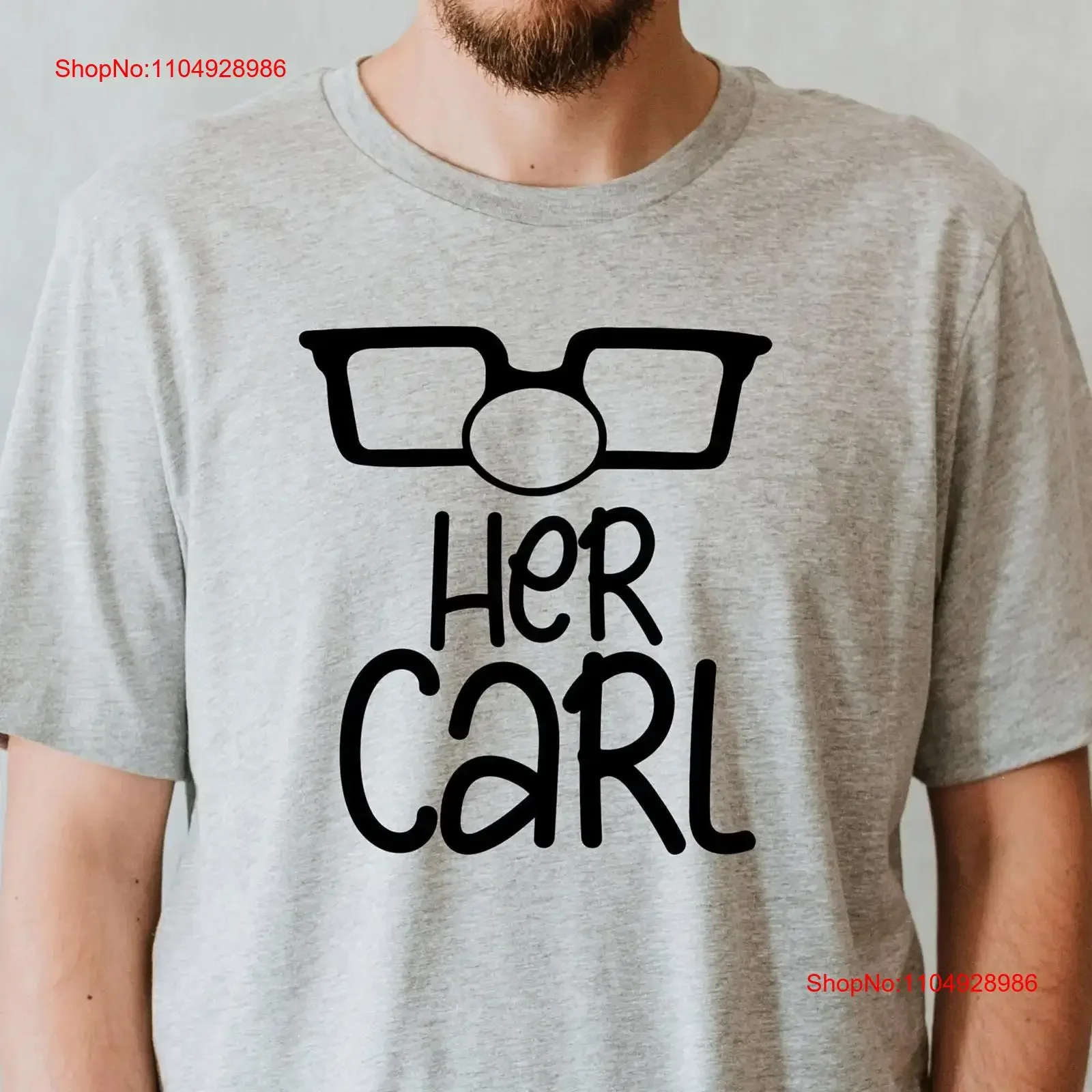 Camiseta a juego Her Carl His Ellie Couple para aniversario de San Valentín, divertida, vintage, lavada, versátil, ligeramente informal para hombre