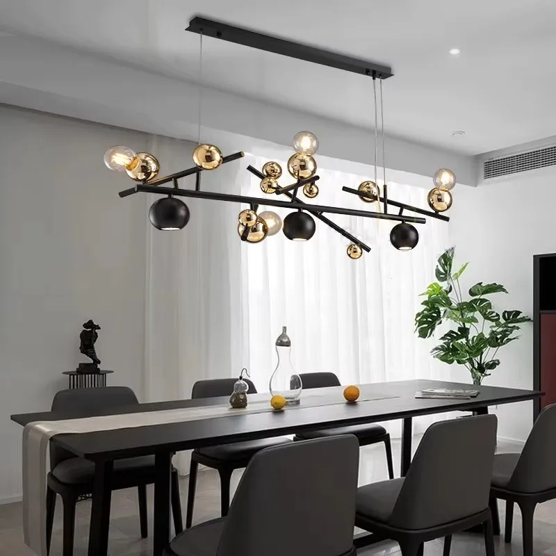 

Nordic Novelty Led Chandelier Metal Dining Room Island Long Hanging Light Restaurant Bar Kitchen Designer Creative Pendant Lamp