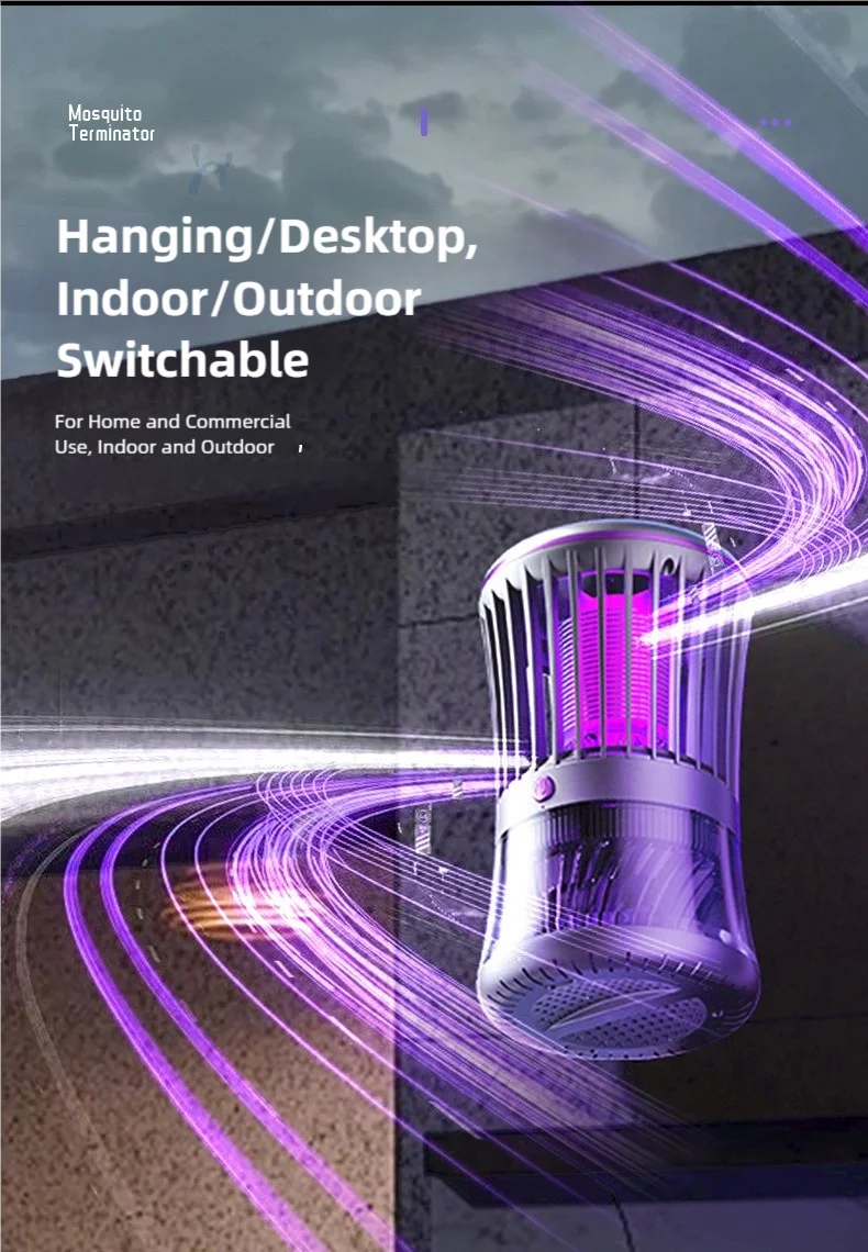TINSOL 2-in-1 Elektrische Mückenkiller-Lampe 3000V Saugmückentrapper Typ-C Betrieben UV-Licht Mückenattraktor – Detail 14