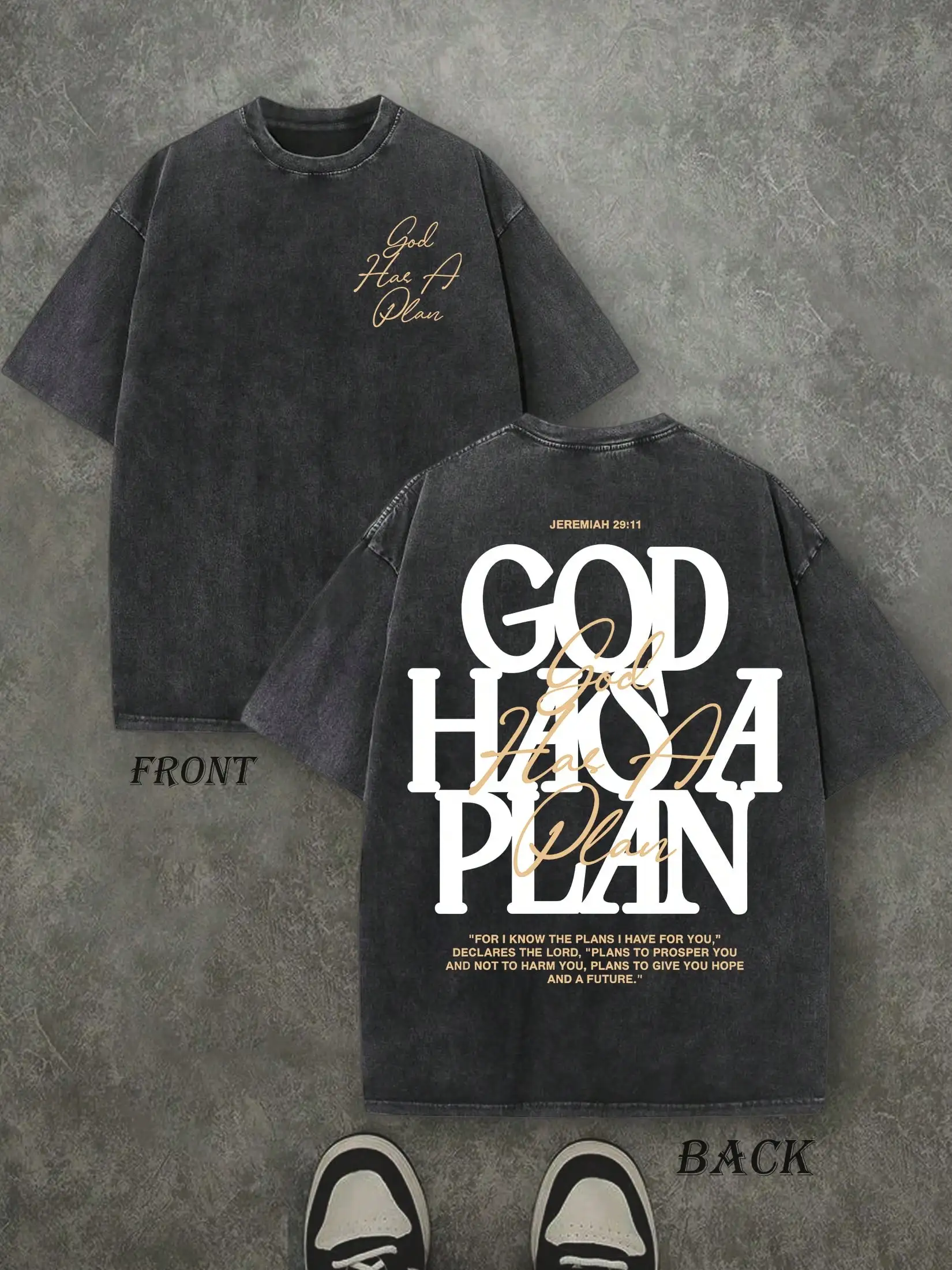 

Футболка из выстиранного хлопка в стиле ретро с двусторонним принтом «God Has A Plan Letter», мужская, повседневная, в уличном стиле