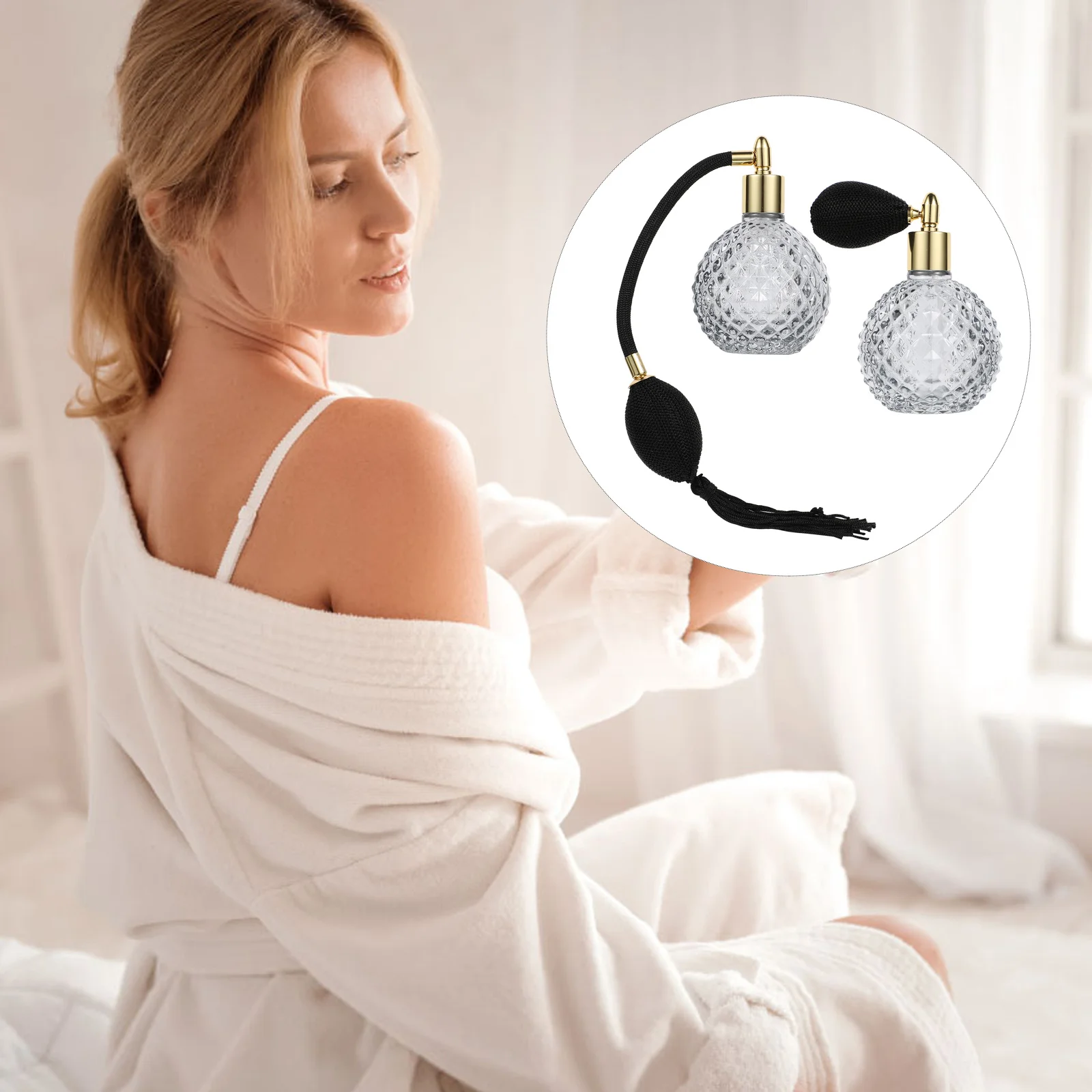 

2Pcs 100Ml Perfume Spray Bottles Crystal Glass Refillable Atomizers Pineapple Decor for Living Room Bedroom