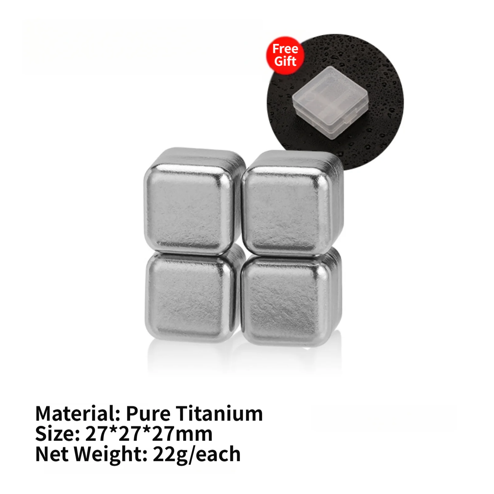 Pure Metal Cooling Stones 27mm Quick Freeze Reusable Titanium Ice Cubes For Bar Drinks Whiskey Wine Camping Outdoor Accessories