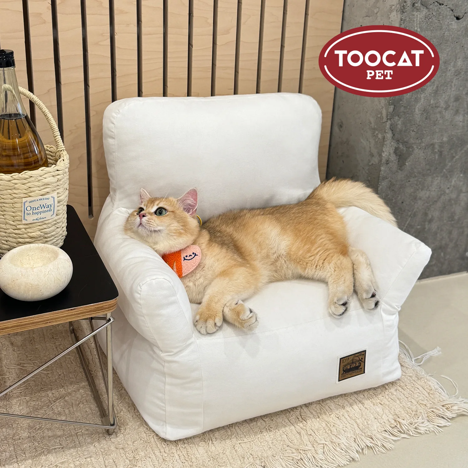 Adequado fortoocat coreano ins pet pequeno sofá outono e inverno ninho de gato doghouse areia removível e lavável cama legal para animais de estimação