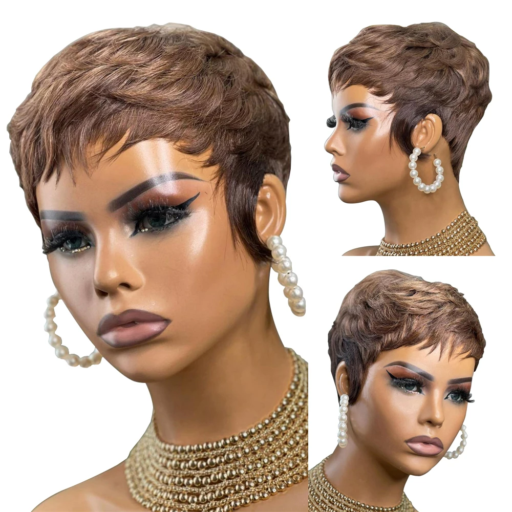 Short Pixie Cut Wigs Human Hair Wigs For Black Women Brazilian Remy Hair Full Machine Made Wigs Hair Styles For Women Bob Wigs