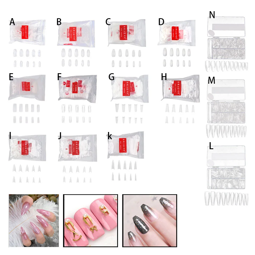 Transparent False Nail 500Pcs Wide Applications Extention Nails for Parties