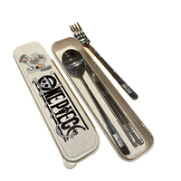 New One Piece Nika Luffy Cartoon Animation 304 Stainless Steel Portable Tableware 304 Three-Piece Set Office Student Tableware