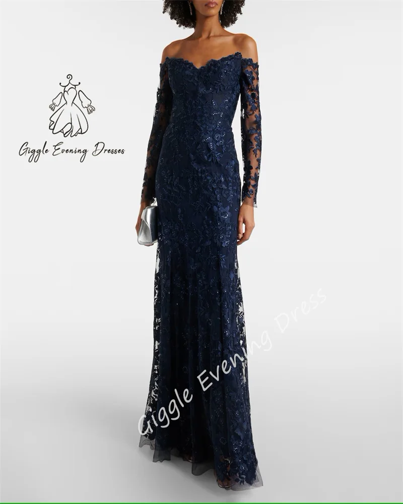 

Giggle Luxury Lace Applique Sequined Off The Shoulder Formal 2025 Saudi Sheah No Train Customized Evening Dress