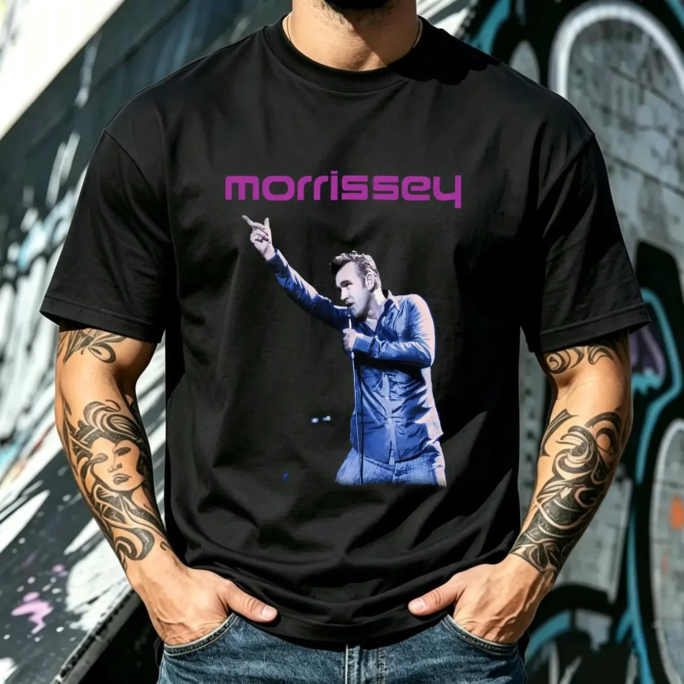 washed T Shirt Vintage Morrissey Alternative Rock Indie Band Promo Music Size L long or short sleeves vintage Washed Unisex