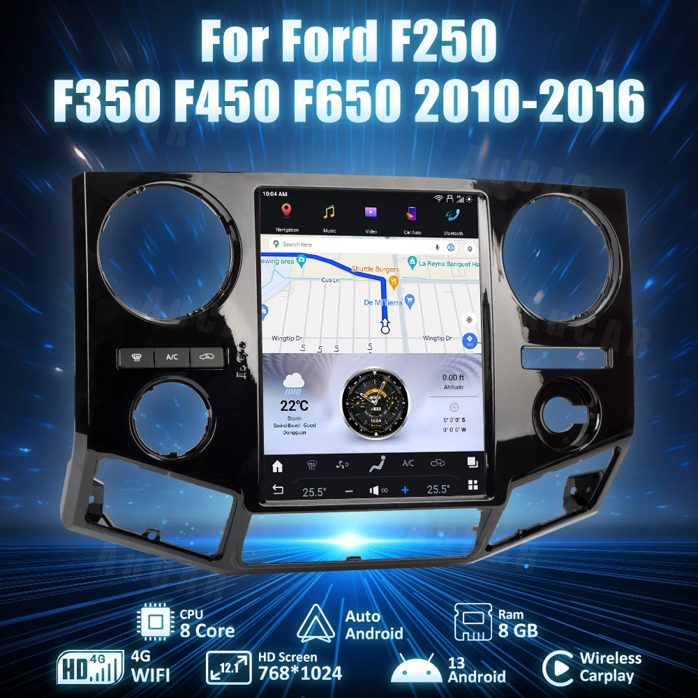 AuCar High Cost Performance 12.1 Inch Android 13.0 Car Radio Head Unit Car DVD Player For Ford F250 F350 F450 F650 2010-2016