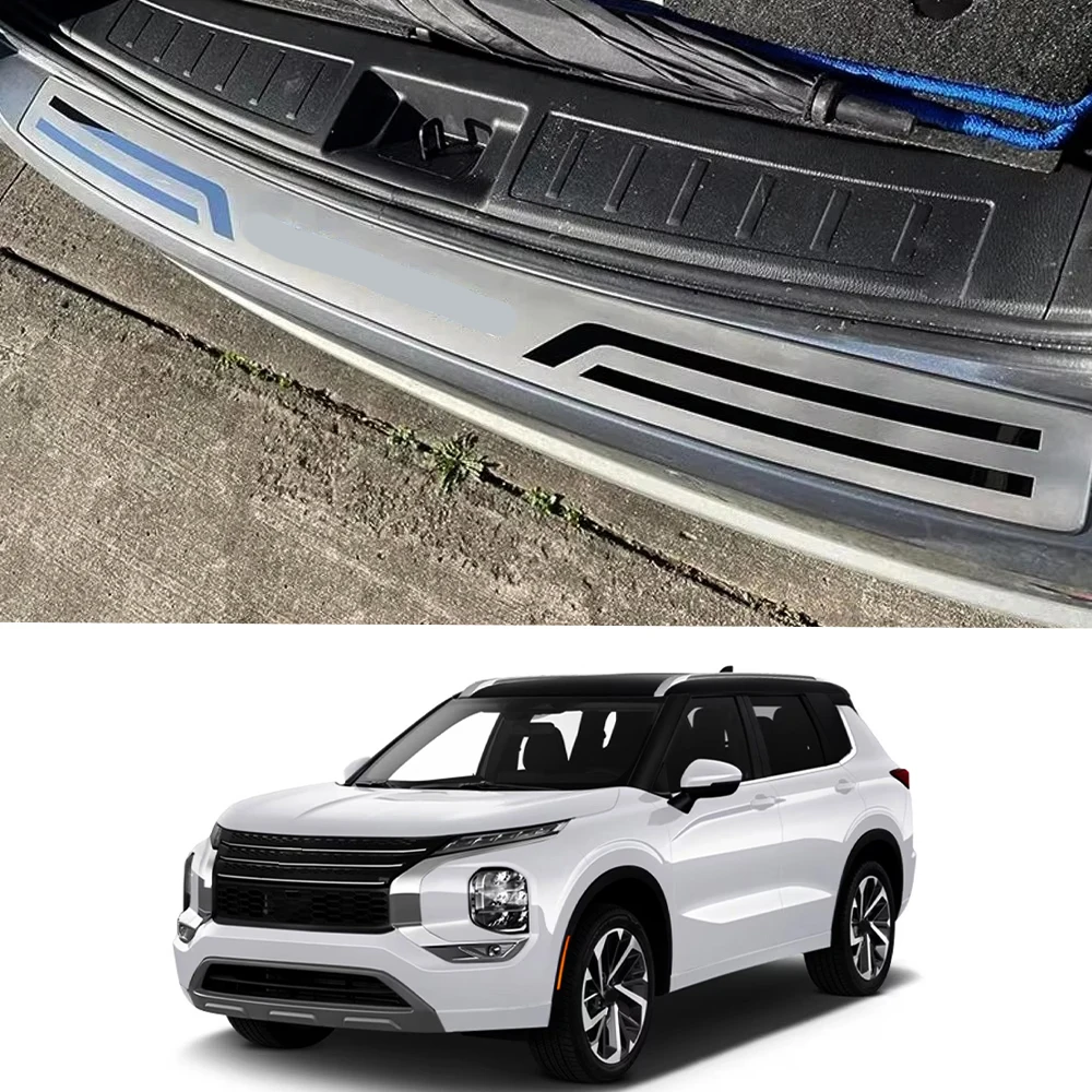 For Mitsubishi Outlander Car Accessories Trunk Trim Auto Rear Bumper Protector Door Sill Scuff Plate Sticker Styling 2020 2024
