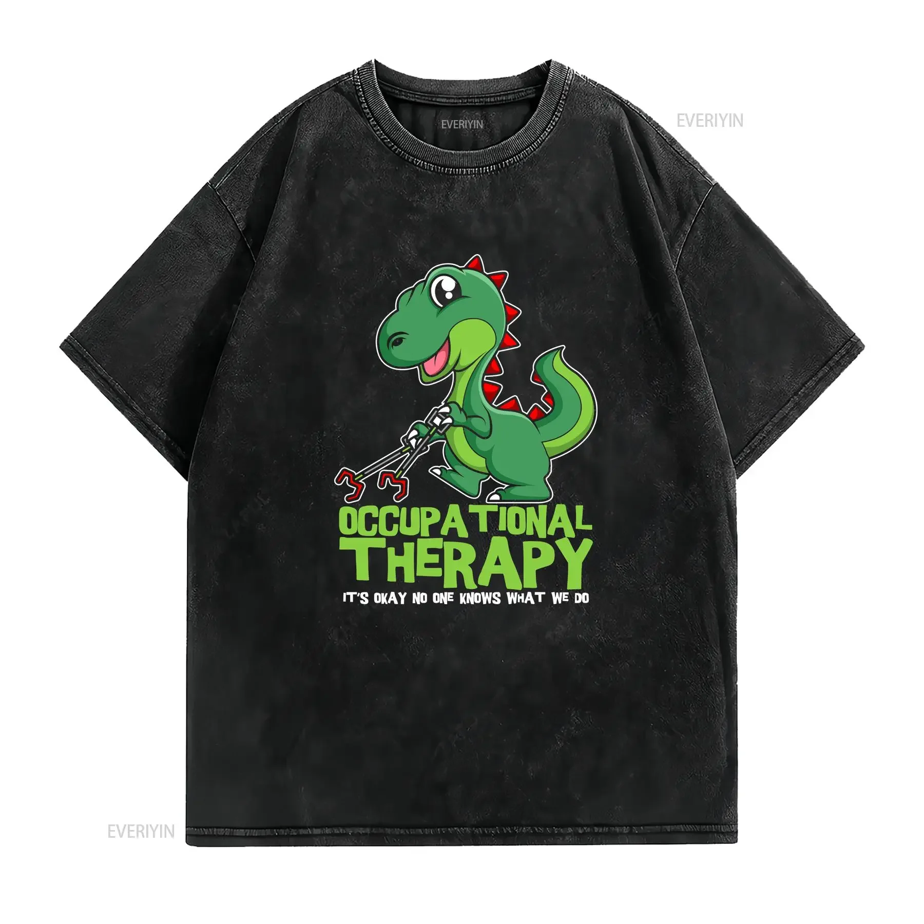 Occupational TherapisT T Shirt It's Okay For Therapy Cute Rex Design Science vintage Washed Unisex graphic Slightly Soft
