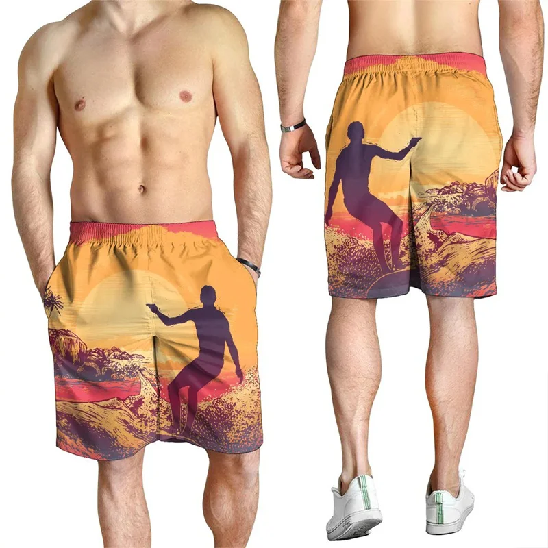 Hawaii Suffer Men Shorts Polynesian Cool Street Beach Shorts Swim Short Trunks Gym Ice Shorts Boy Board Short Pants All Printed