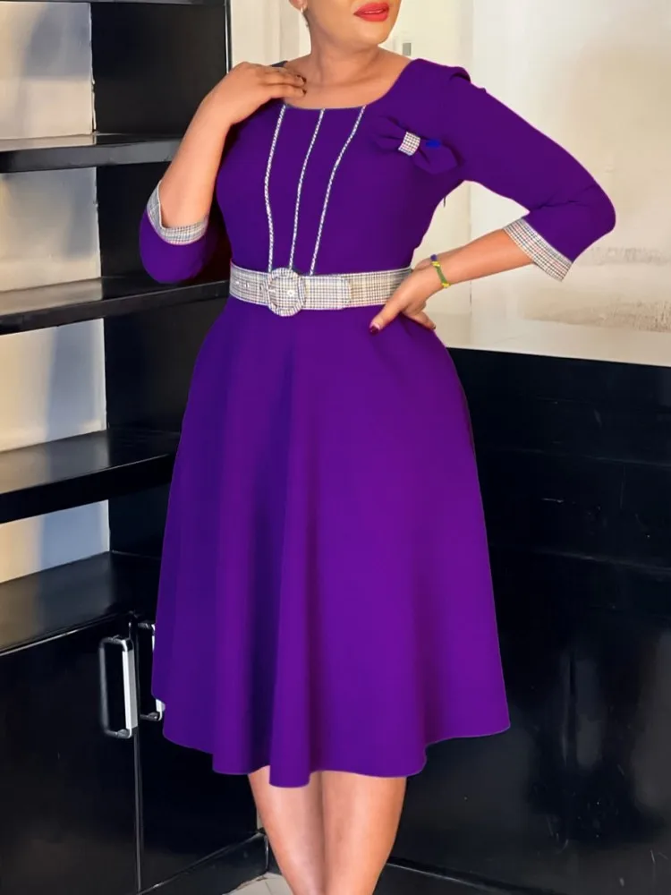 

African Dresses For Women Elegant Polyester 2025 New Muslim Fashion Abayas Dashiki Robe Kaftan Midi Dress Turkish Africa