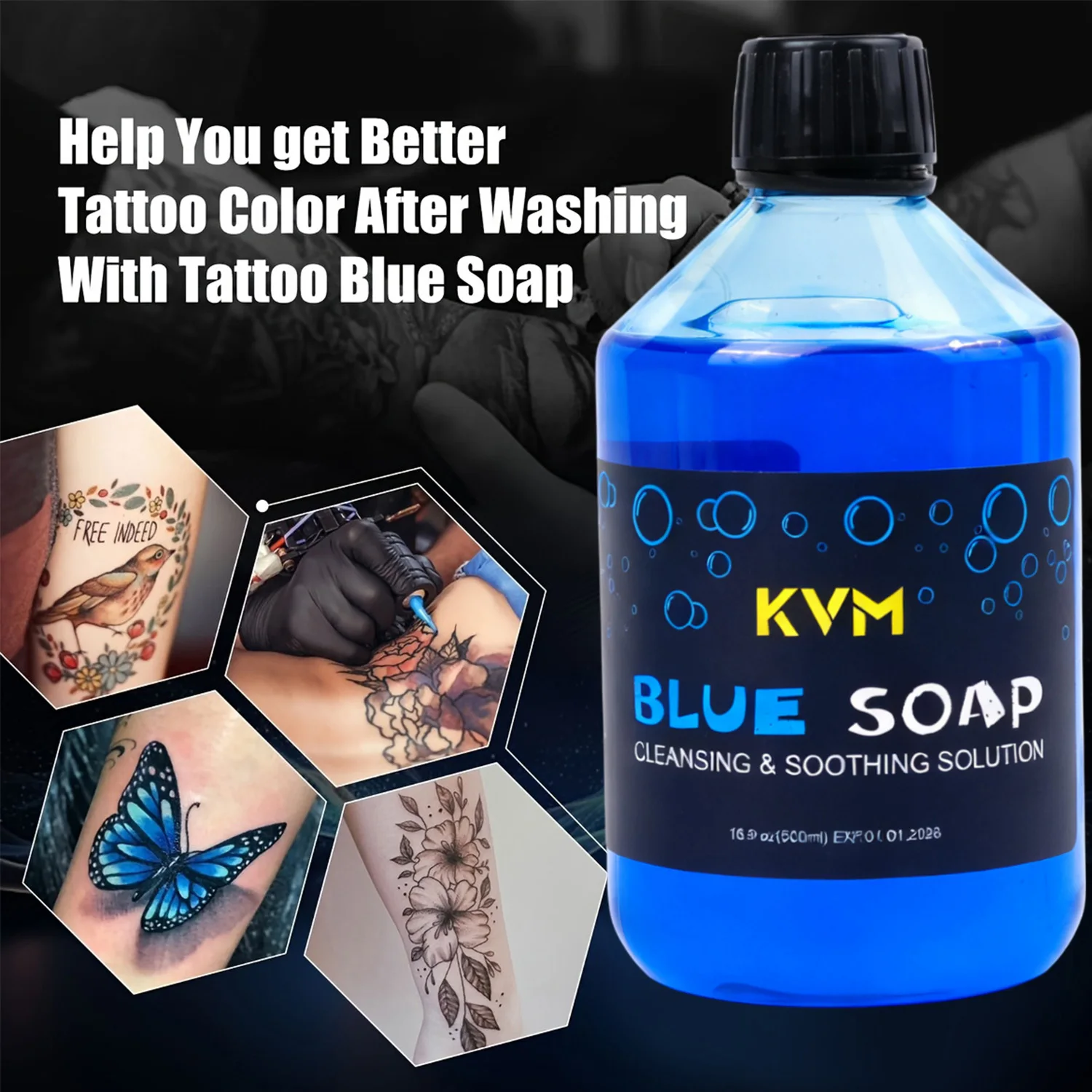 40/500ml Concentrating Tattoo Blue Soap Soothing Soap Solution with Tattoo Foam Diffuser Bottle Blue Algae Soap Cleaning Supply view 2