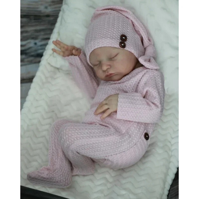 

19inch Reborn Baby Doll Sleeping Baby Laura with Hand Painted Hair Lifelike Soft Touch 3D Skin Visible