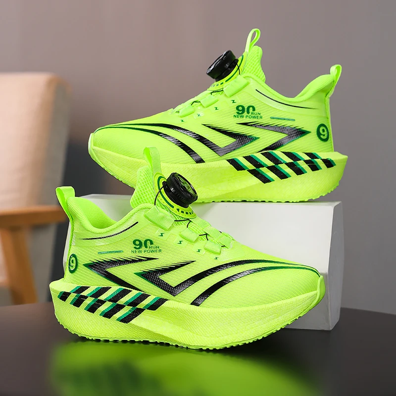 

Children’s Running Shoes Outdoor Cushioned Sneakers Boys Girls Lace-up Walking Flats Anti-slip Breathable Mesh Athletic Shoes