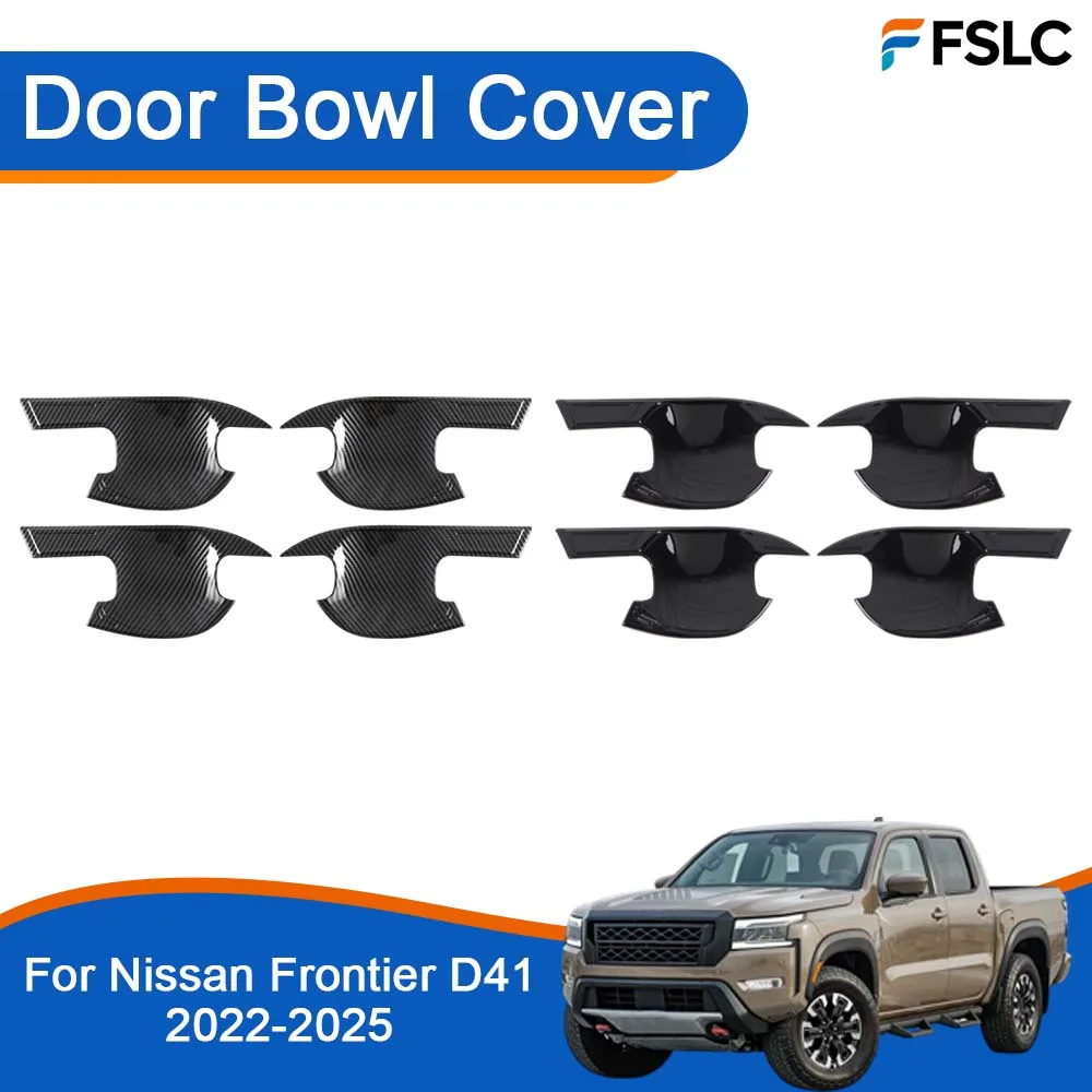 

Car Decoration Door Bowl Cover For Nissan Frontier D41 2022-2025 Black Carbon Fiber Cars Accessories Modify A Car