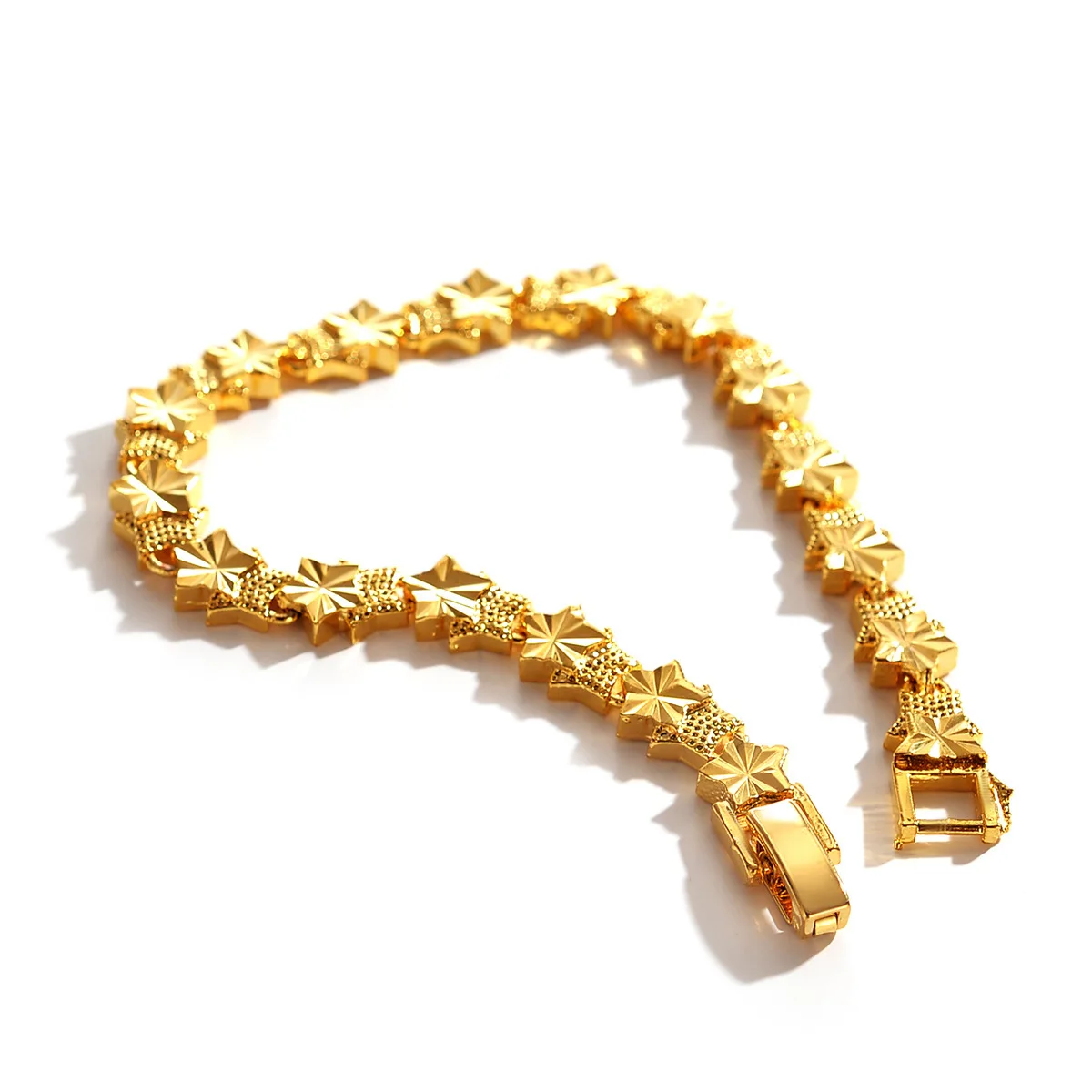 AU999 Gold Bracelet Simple Womens 24K Pure Gold Natural Five-pointed Star Female Hand Jewelry Fashion Wrist Chain Jewelry