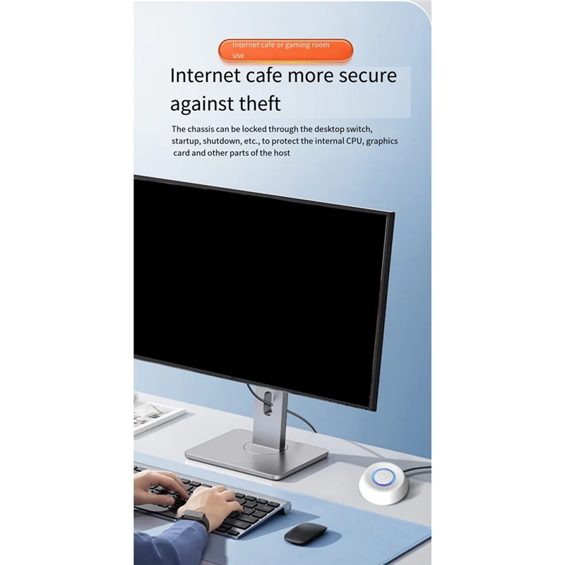 B03B-Computer Desktop Switch PC Motherboard Externer Start LED-Licht Power ON/OFF Runder Knopf 2M Verlängerungskabel Einfach zu bedienen Wh