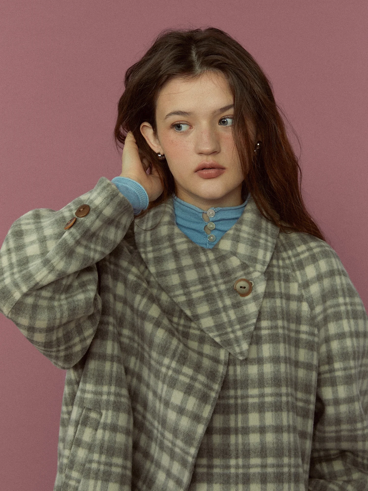 

Двустороннее шерстяное пальто средней длины LLANO с асимметричным воротником в британском студенческом стиле, женская осенне-зимняя верхняя одежда