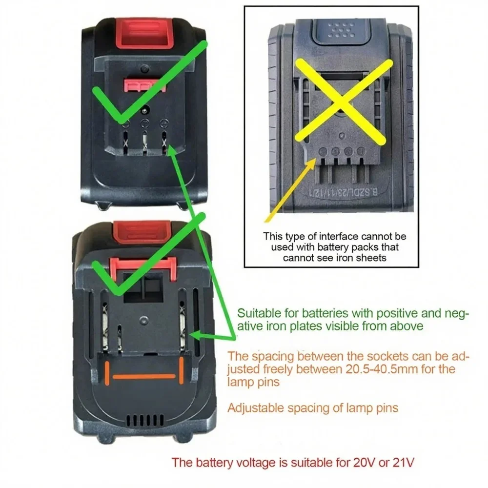 Lithium-Ion Battery Work Light Portable Long-Lasting Strong Light Supply Lighting Work Power Tool Battery Lighting Work Light