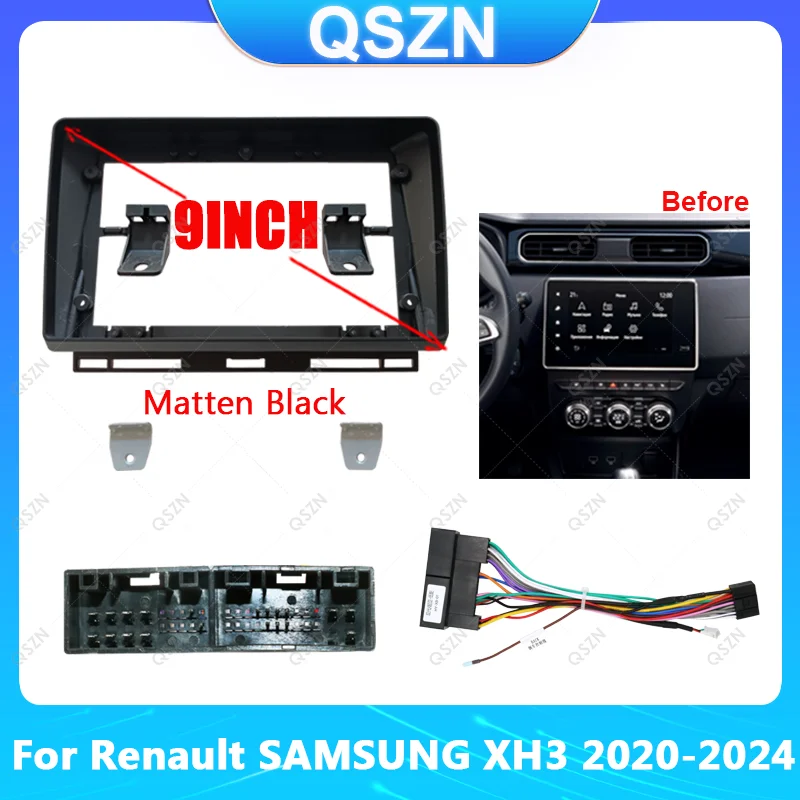 

For Renault SAMSUNG XH3 2020-2024 9inch car radio android fascia multimedia cd mp5 video Audio stereo panel frame cable harness