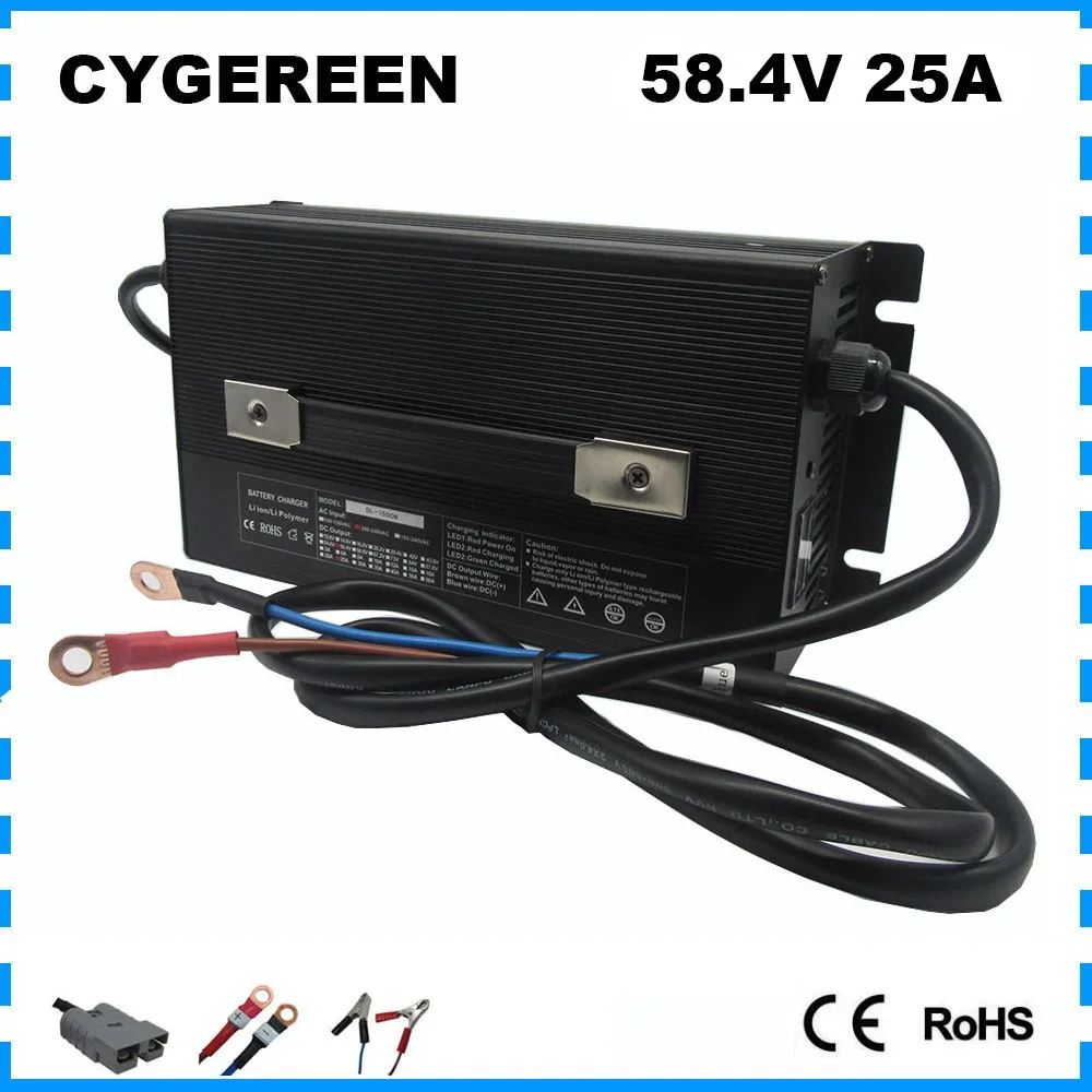 

48V 48 Volt 25A 16S Lifepo4 Ebike Fast Charger 58.4V Iron Phosphate E-Scooter Forklift RV Motorcycle Battery Smart Charger