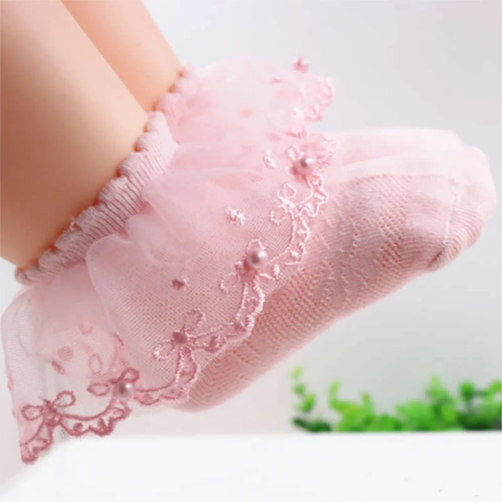 Baby girl lace socks spring summer toddler socks girls pearl lace princess baby cotton thin sock newborn infant