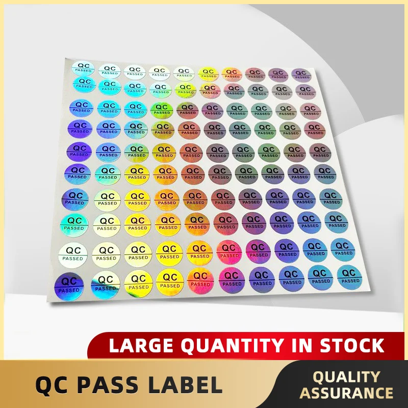 1000pcs Spot Supply QC PASSED Hologram PET Paper Label Product Certification Stickers