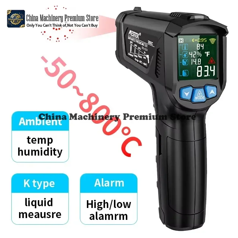 Non-contact Digital Infrared Thermometer Laser Temperature Meter Up to 400 Degree IR02C High Temperature Humidity Meter for Indu