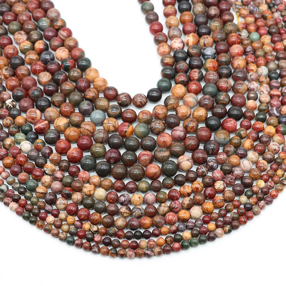 الحجر الطبيعي بيكاسو جاسبر جولة فضفاض الخرز 15 "ستراند 4 6 8 10 مللي متر اختيار حجم لصنع المجوهرات قلادة سوار ذاتي الصنع