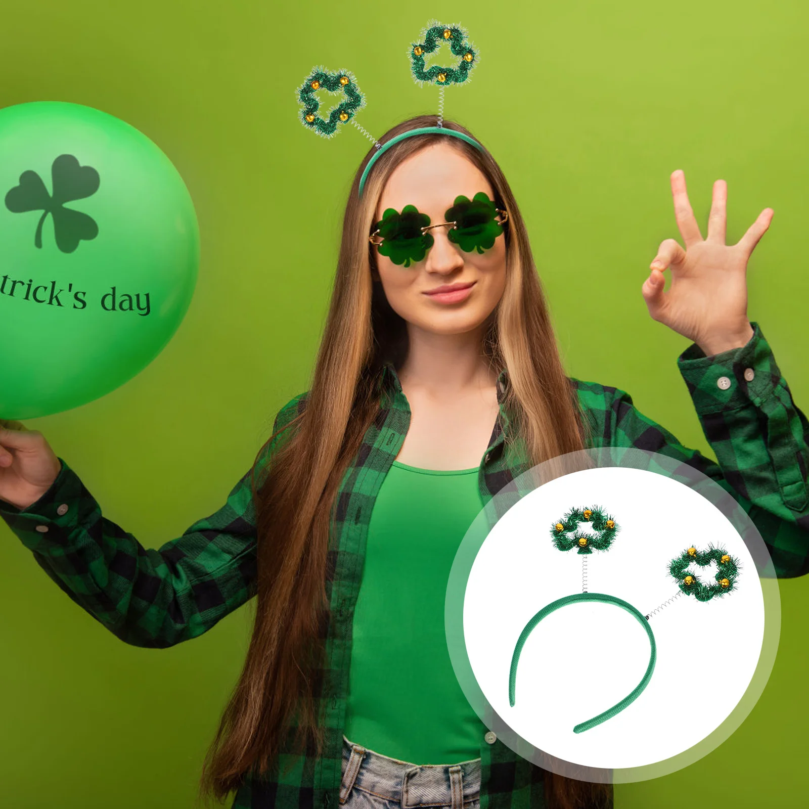 

Обручи для волос в виде клевера на день Святого Патрика, зеленая повязка на голову, фестиваль, вечеринка, реквизит для фотосессии, аксессуар, головной убор, повязки на голову, обручи для волос