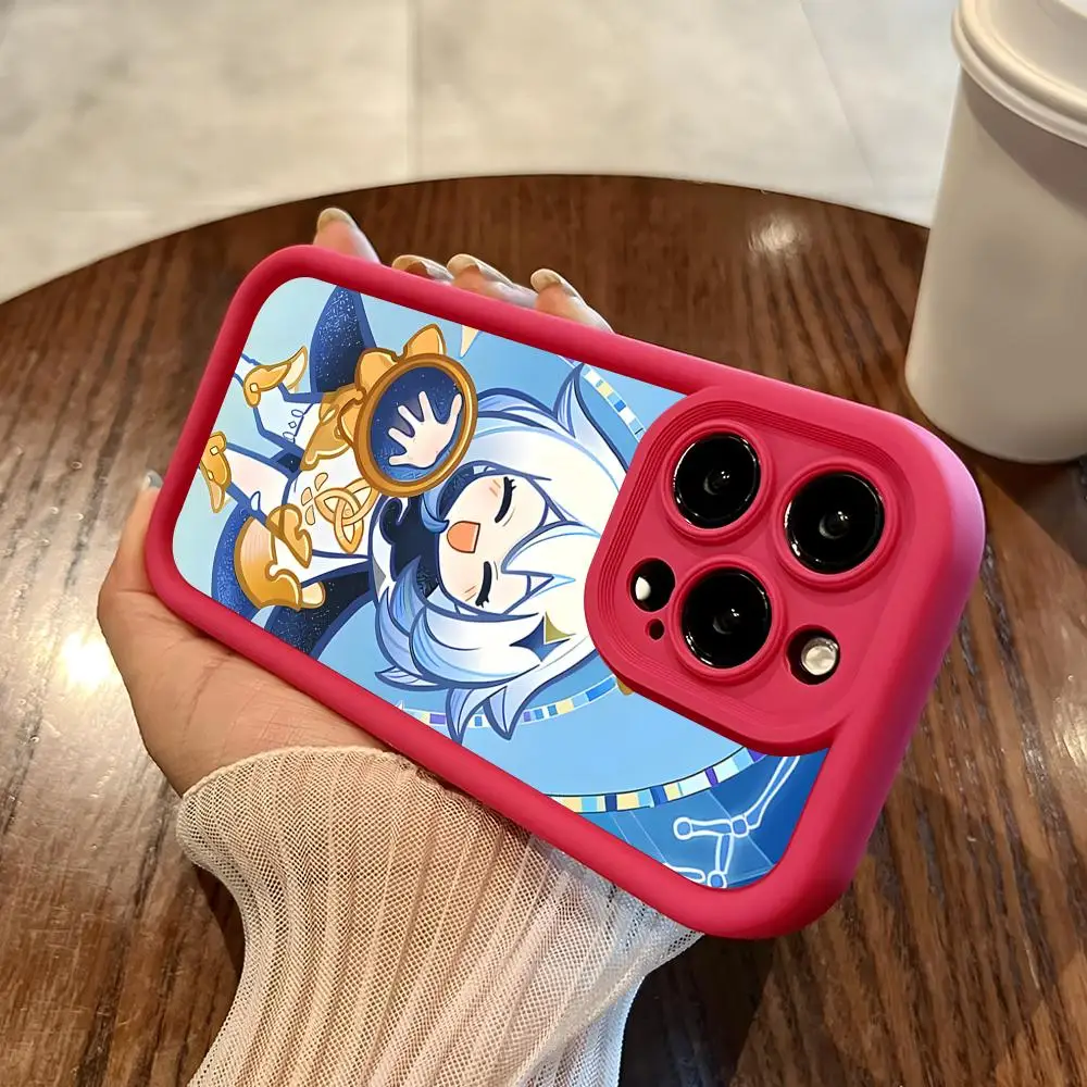 

Game GI Paimon Phone Case for iPhone 17 16 15 14 13 12 11 Air Pro Max Plus Red Soft TPU Shockproof Cover
