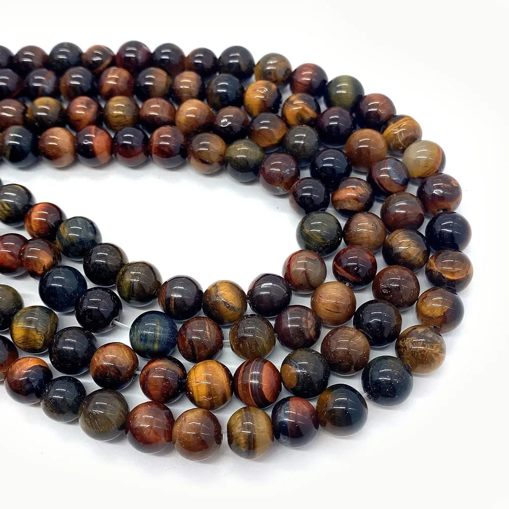 سحر كلاسيكي عين النمر الطبيعي مصقول الخرز المستديرة مع ثقوب مستقيمة فضفاضة أنيقة الخرز اليدوية مجوهرات اكسسوارات #6