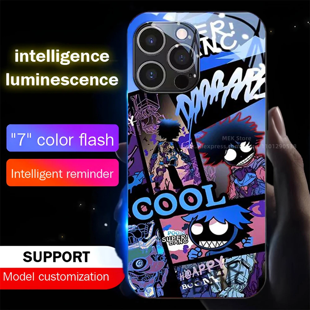 

2025 American Graffiti Sound Control LED Flash Cases Luminous Cover For iPhone 16 15 14 13 12 11 Pro Max X XS XR Plus SE