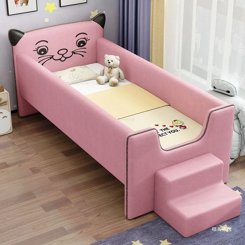 

Solid Wood Soft Children's Beds Widened Bed for Kids with Guardrails Simple Household Single Bedside Beds Children's Furniture