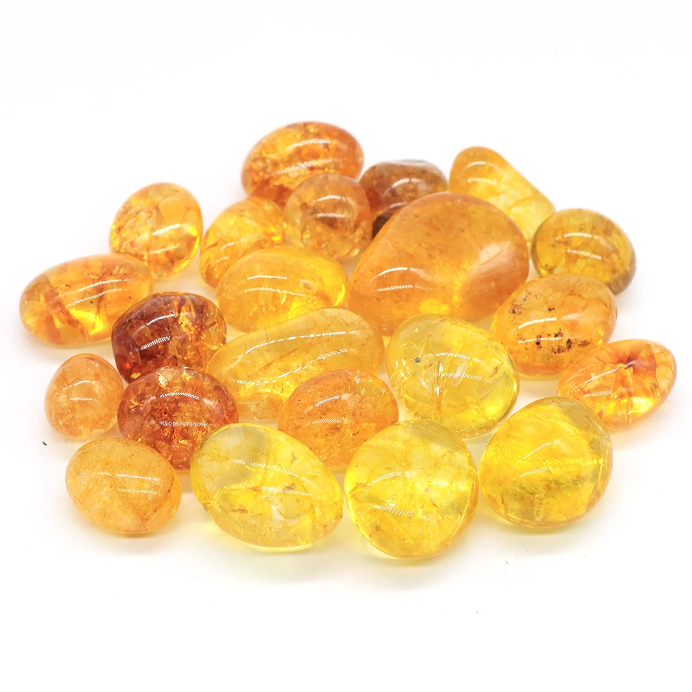 Natural Yellow Crack Crystal Chakra Healing Gemstone Mineral Tumbled Stone Home Aquarium Specimen Decoration Bulk Gift Wholesale