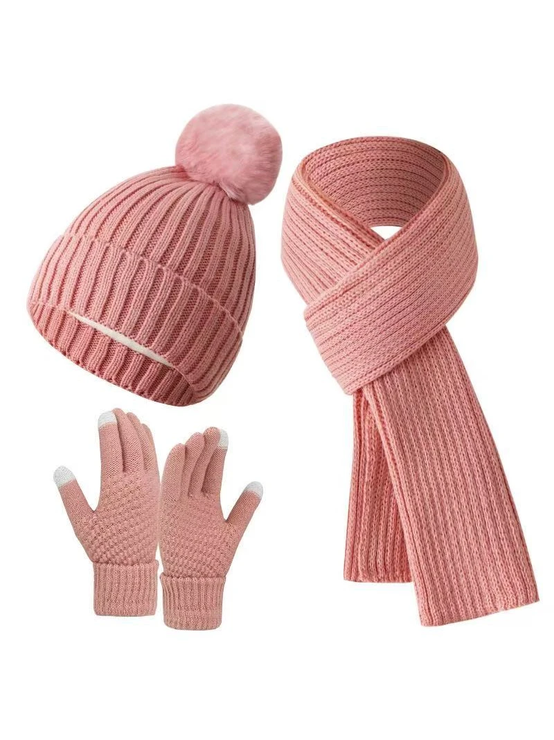 قبعات وقبعات وقفازات محبوكة ذات كرة واحدة للأطفال من سن 8 إلى 16 عامًا في الخريف والشتاء مناسبة للارتداء اليومي