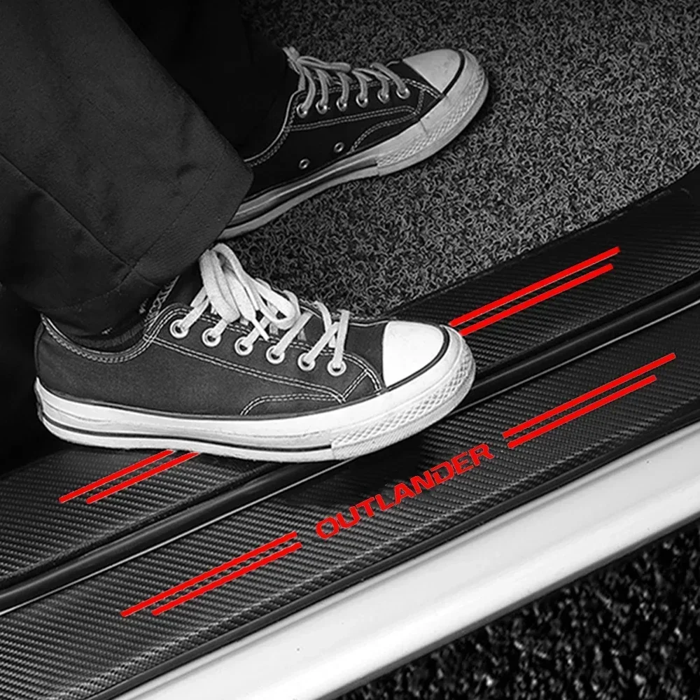 for Mitsubishi Outlander 2024 Car Door Threshold Stickers Carbon Fiber Protective Strip Auto Sill Anti Scratch Dirty Tape Film
