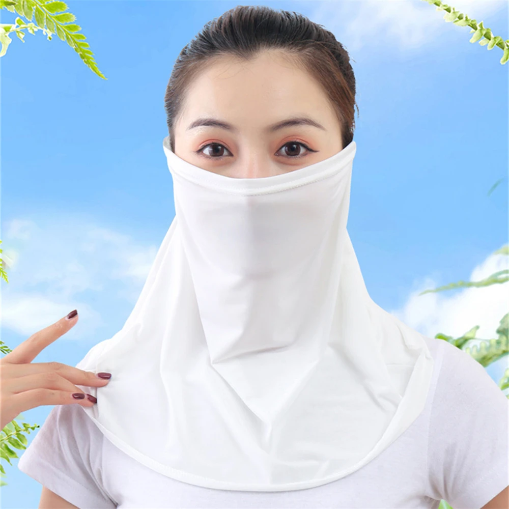 1PC Solid Color Sunshade Mask Ice Silk Sunblock Mask Thin Breathable Veil
