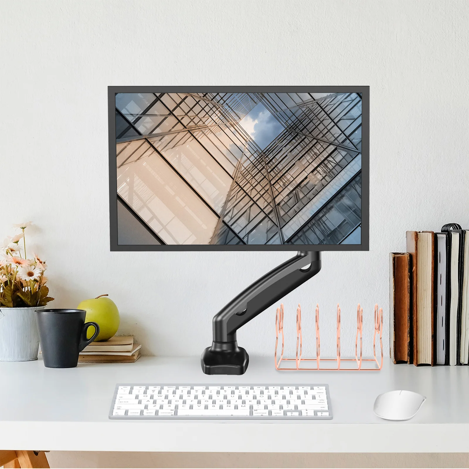 

Desktop Bookends Iron Sturdy Multi-Function Book Organizer for Home Office Study Room Decorative Shelf Holder Reading