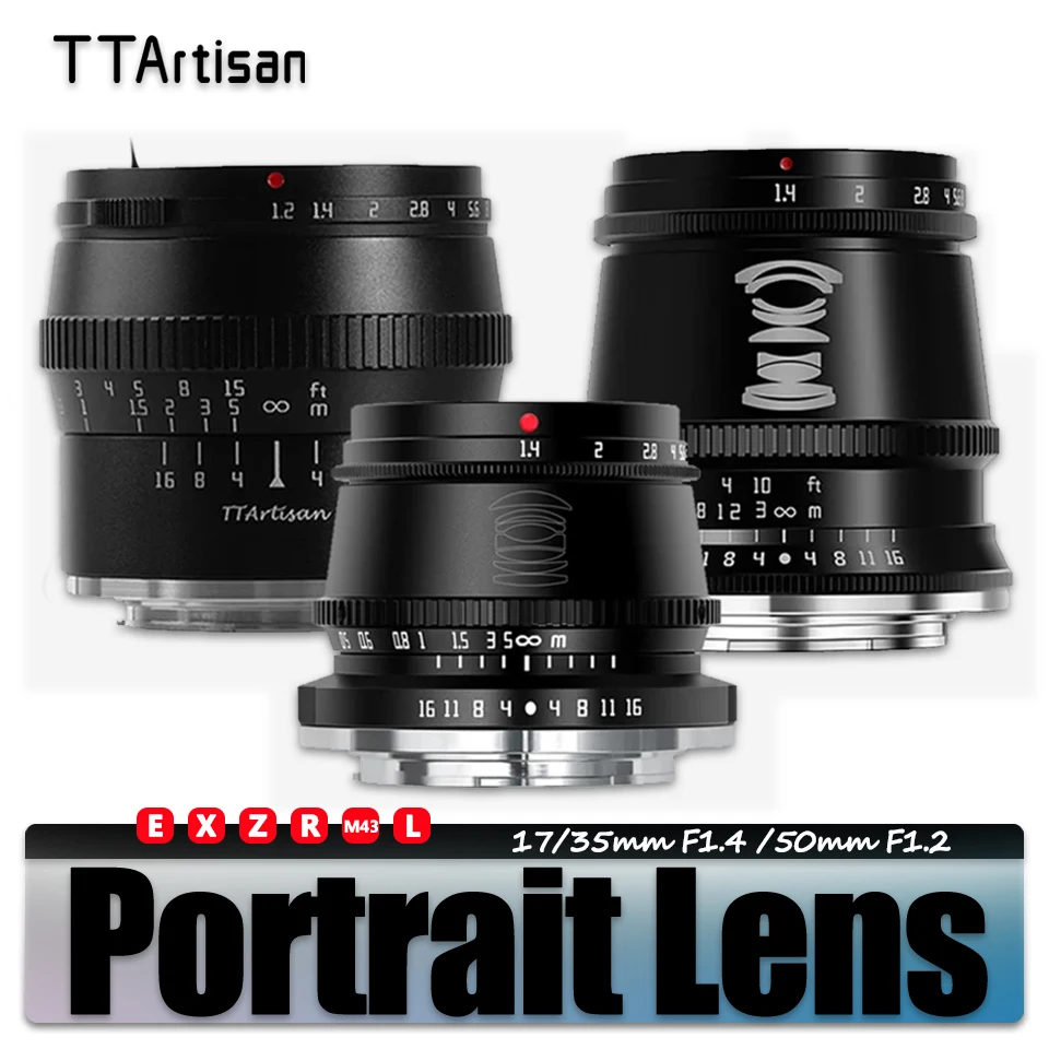 

TTArtisan APS-C Frame 17mm F1.4 35mm F1.4 50mm F1.2 Portrait Lens for Camera Studio Photography Sony E Fujifilm X Nikon Z Mount