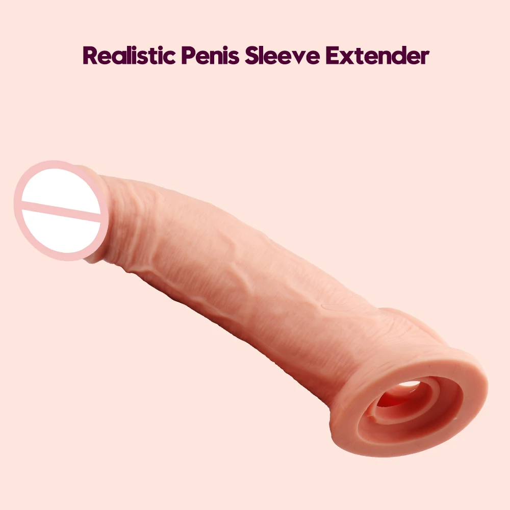 20cm Realistic Penis Sleeve Extender,Delay Ejaculation Reusable,Cock Ring Penis Enlargement,Sex Toys for Couples