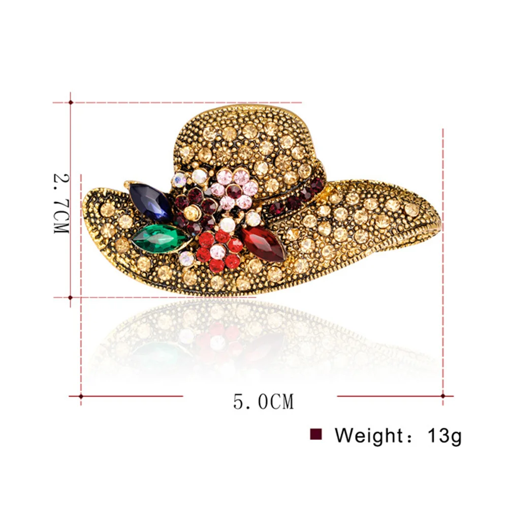 حجر الراين بروش قبعة على شكل دبوس خمر تصميم ملون الحدث الزفاف المشاركة دبابيس للنساء مجوهرات للنساء #5